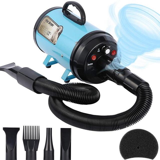 Upgraded Dog Dryer Dog Blow Dryer Dog Hair Dryer 3.2HP Stepless Adjustable Speed Pet Hair Force Dryer Dog Grooming Blower with Heater Dog Quick-Drying