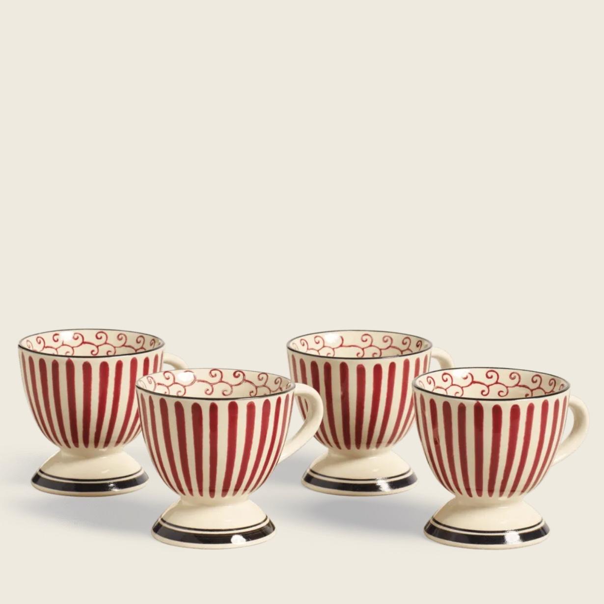 Kintaro Mugs, Set of 4 – Red | OKA