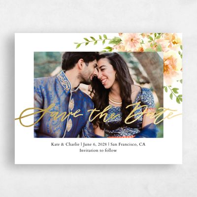 Orange Photo Wedding Save the Date - Tillage Landscape