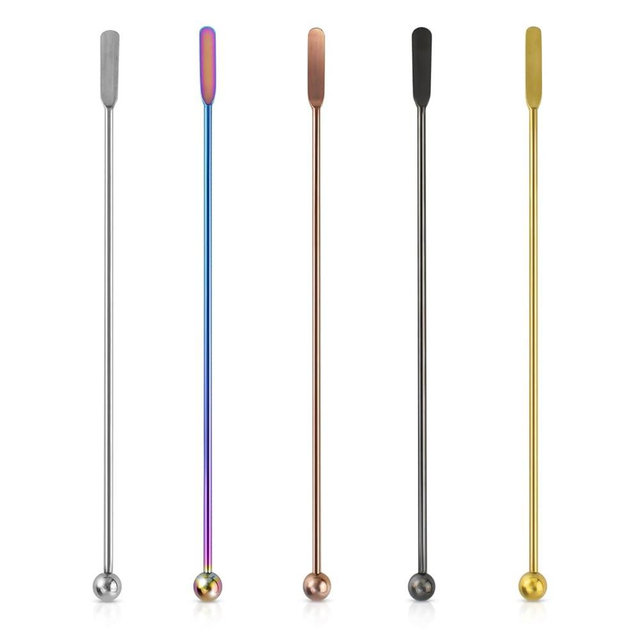 Coffee Stick Stainless Steel Swizzle Stick Reusable Metal Stir Sticks Cocktail Coffee Drink Stirrer Spoon Beverage Cocktail Stirrers Stir with Small Rectangular Paddles Stirring Bar Set(7.73inch long)