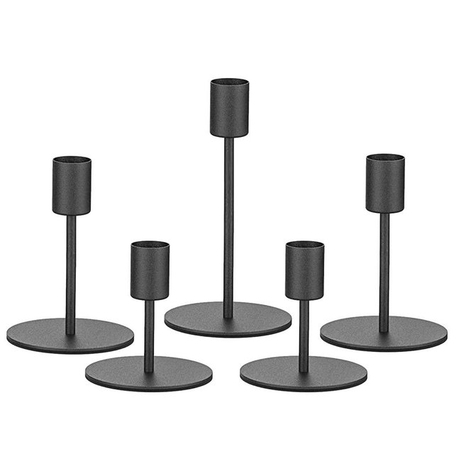 smtyle Black Candlesticks for Taper Candles Set of 5 Candelabra with Iron-0.8" Diameter Ideal for Table Centerpiece