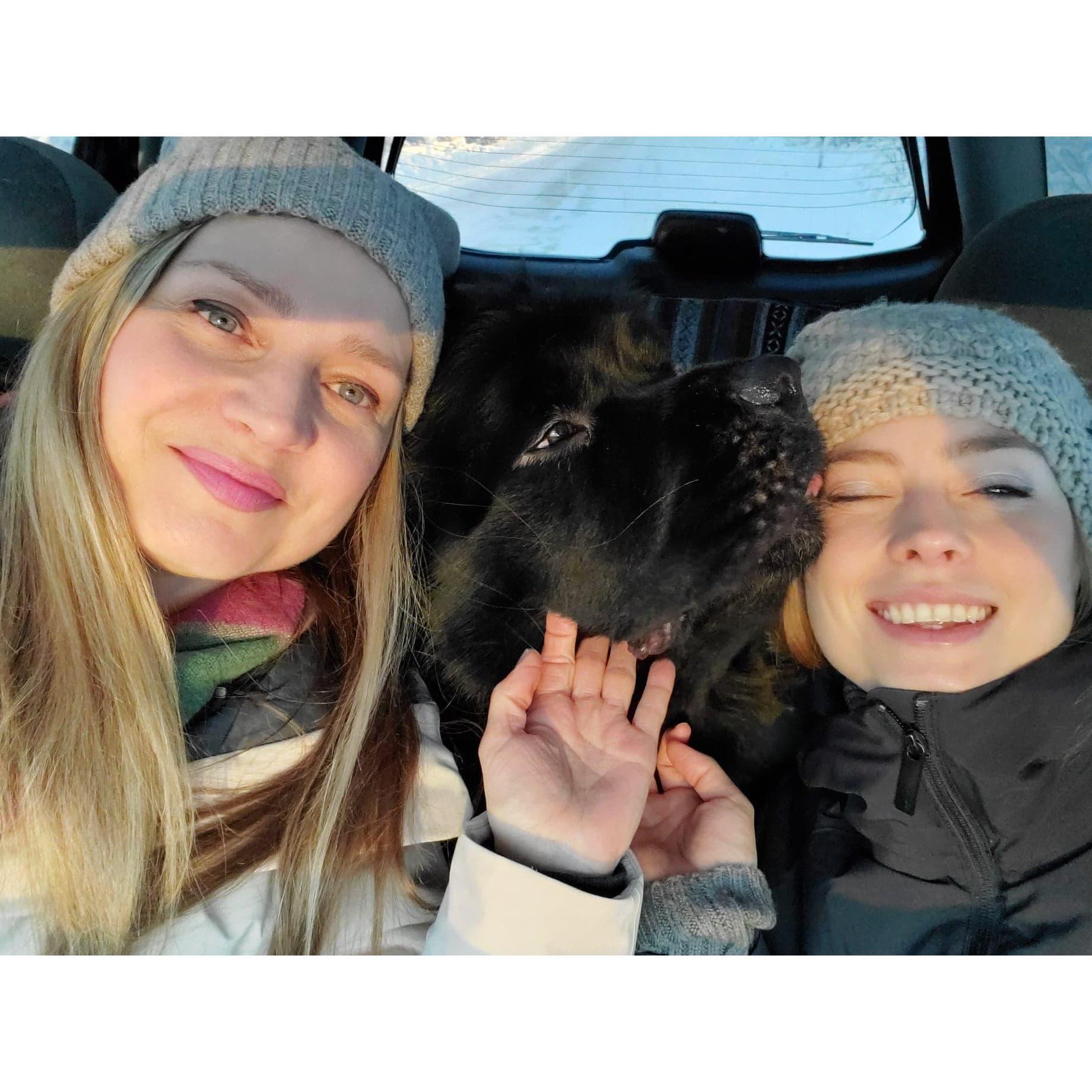 This is Moby, Katya's parents', Richard and Tatiana's baby boy. He will be a guest of honor at the wedding (Fairbanks, Alaska, Tatiana, Moby and Katya, December, 2019).