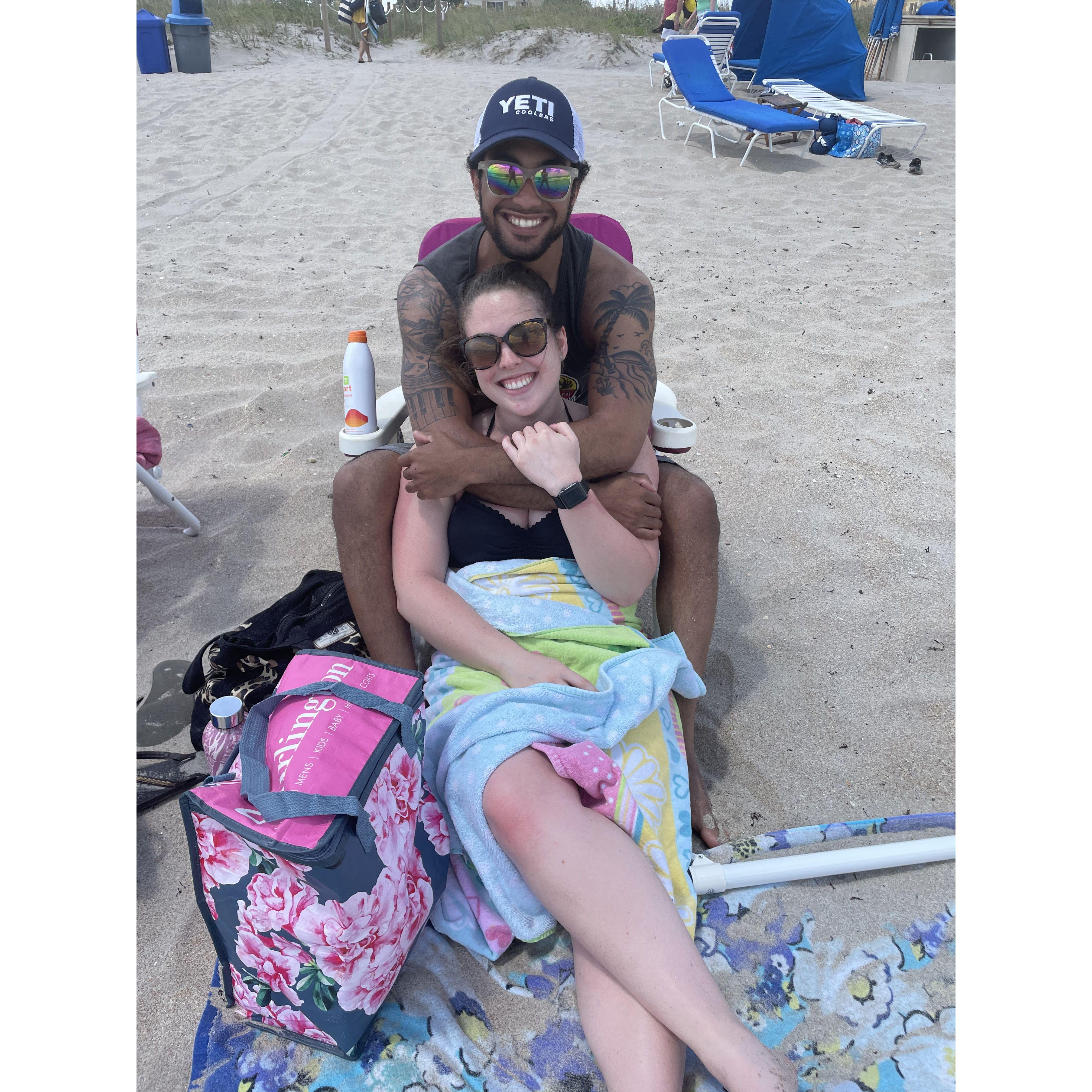 April 2, 2021: Our first vacation together to Florida for Tony to meet Grandma Barbara. We spent this day at the beach in Delray