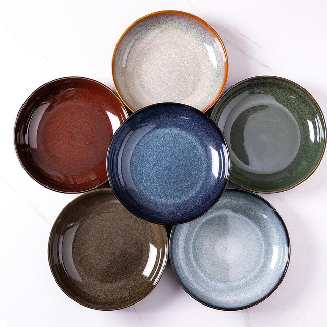 LERATIO Large Pasta Bowls,38oz Ceramic Pasta Bowls,9.0" Reactive Glaze Pasta Bowl Set of 6,Microwave & Dishwasher,Oven Safe,Wide Serving Bowls for Salad,Pasta,Fruit,Scratch Resistant-Colorful