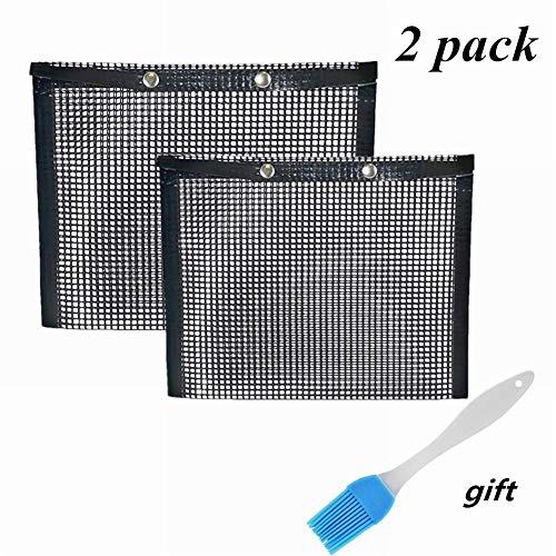 ACGN BBQ Grill Mesh Bag,Non-Stick BBQ Baked Bag Grilling Baking Reusable and Easy to Clean Non-Stick Mesh Grilling Bag with Free Oil Brush (2 Pack)
