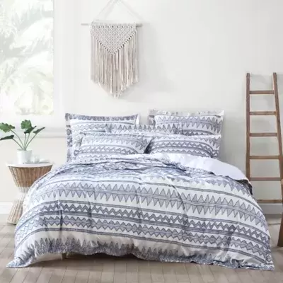 Levtex Home Kalmar 3-Piece Reversible Full/Queen Duvet Cover Set in Blue