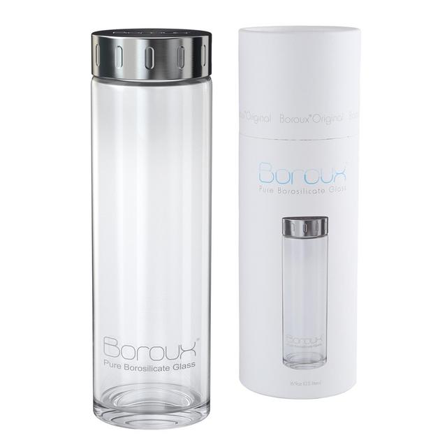 Boroux Original Glass Water Bottle .5 Liter-Handmade From Eco Friendly, BPA Free, Pure Borosilicate Glass. Perfect For Essential Oils, Smoothies & Replacing Plastic Water Bottles at Home & Work