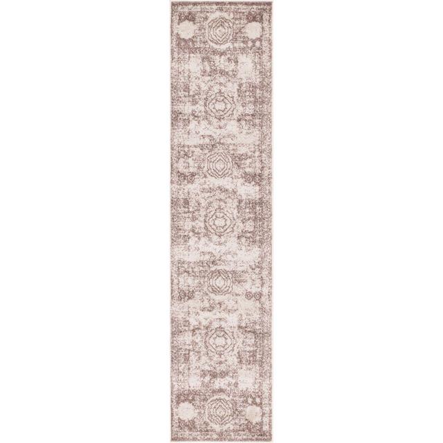 Unique Loom Wells 8' Runner Rug in Light Brown