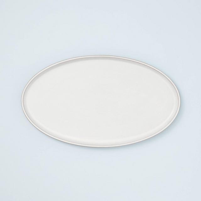 Modern Rim Oval Stoneware Serve Tray Matte Sour Cream - Hearth & Hand™ with Magnolia