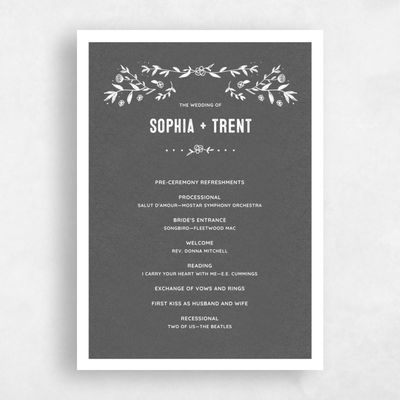 Gray, Grey Wedding Program - Humboldt