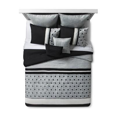 Hallmart Collectibles - Gray & Black Embroidered Fairmont Comforter Set (Queen) 8pc