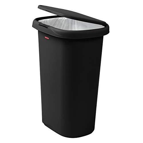 Rubbermaid Spring-Top Lid Trash Can for Home, Kitchen, and Bathroom Garbage, 13 Gallon, Black