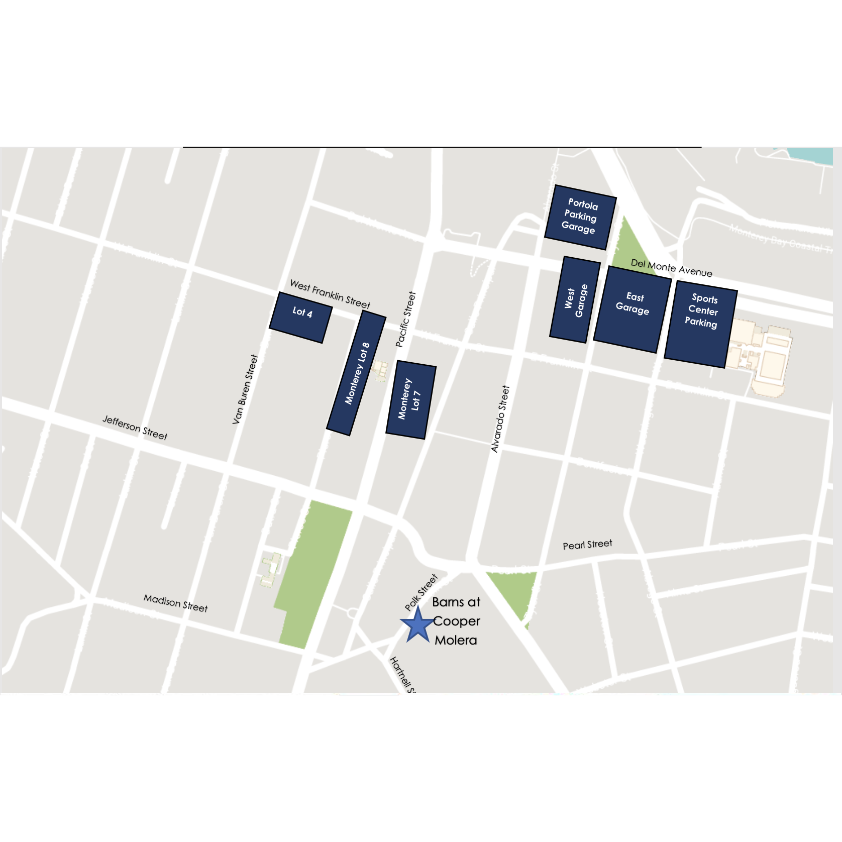Public parking garages near the venue