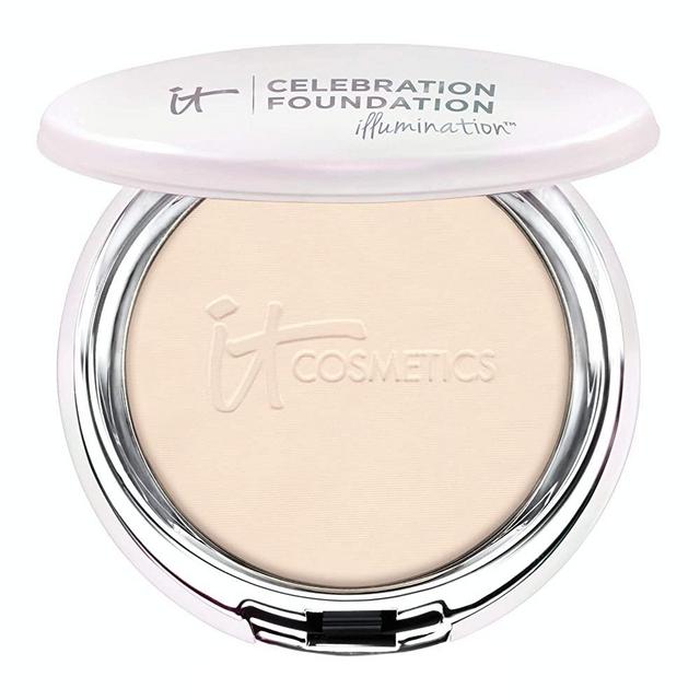 IT Cosmetics Celebration Foundation Illumination, Fair (W) - Full-Coverage, Anti-Aging Powder Foundation - Blurs Pores, Wrinkles & Imperfections - 0.3 oz Compact