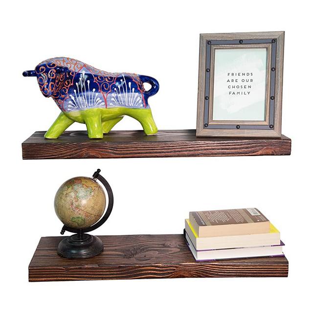Rose's Rustics Wood Floating Shelves Wall Mounted Set of 2 - Each Rustic Floating Shelf Handmade in USA - Bathroom, Bedroom, Kitchen Farmhouse Decor Display - Hardware Included (Mahogany, 24" x 7")