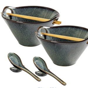 26oz Deep Porcelain Noodle Bowl Set of 2 (Teal Green)