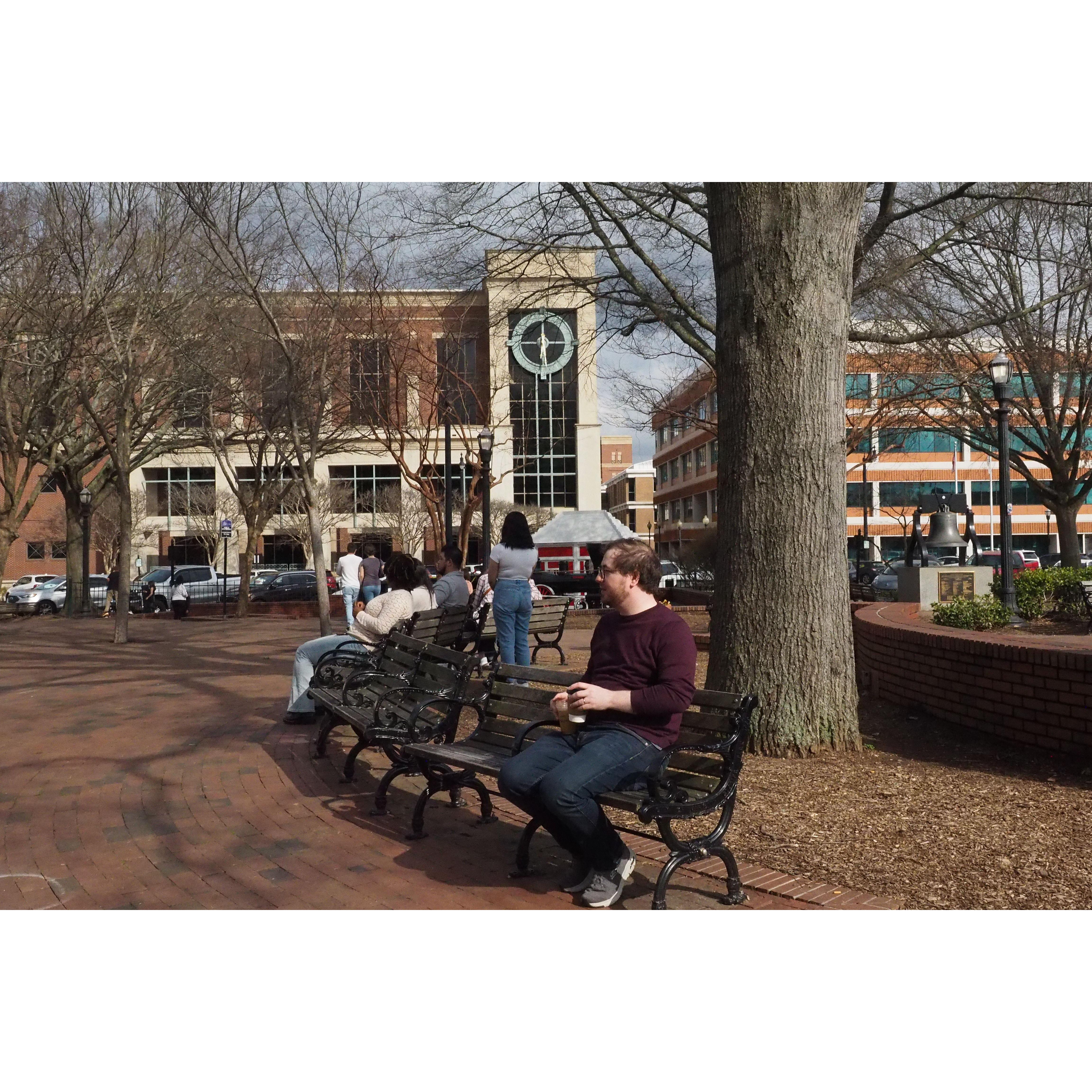 Chris holding my coffee in Marietta square while I ran around with a camera. This is how we spend most weekends.