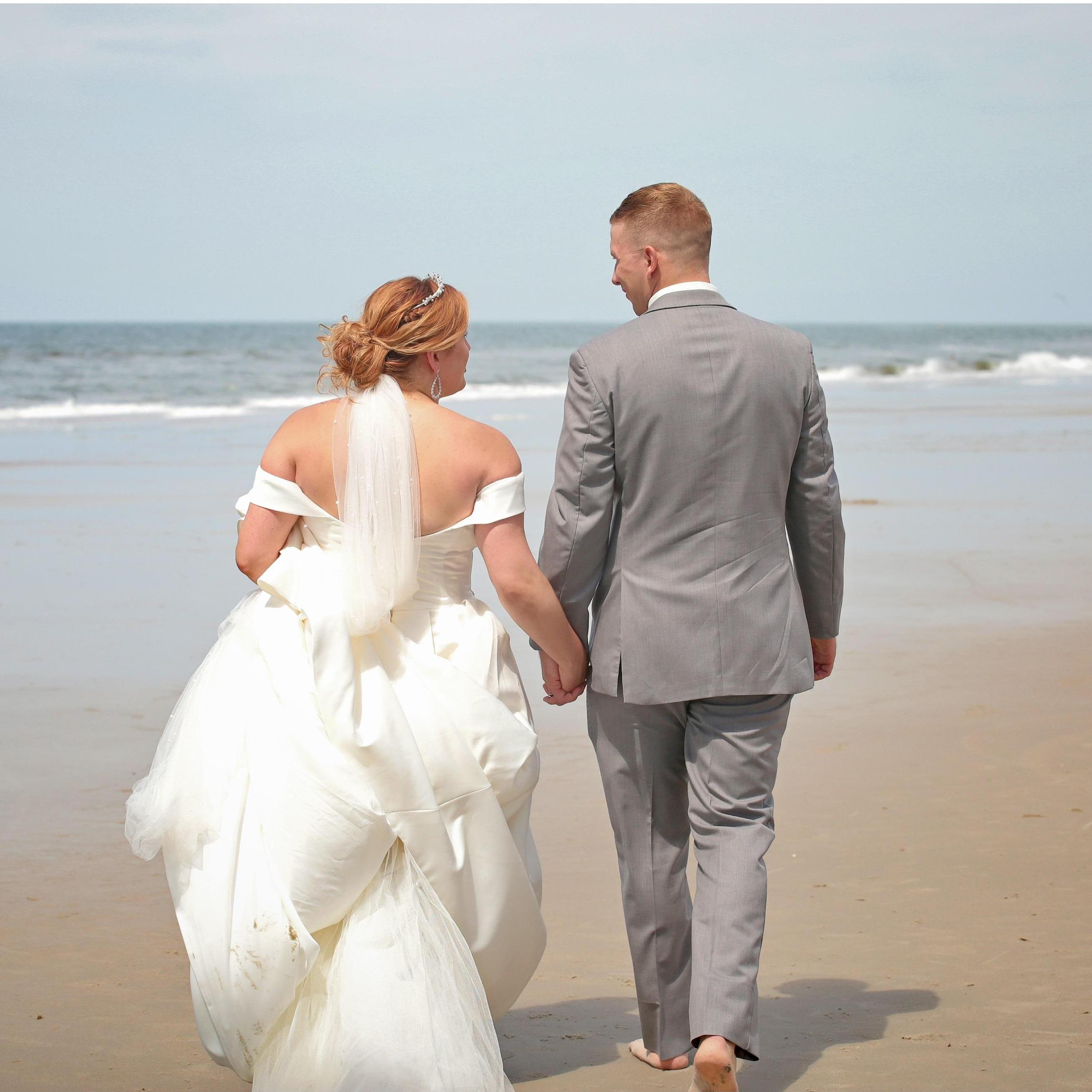 Walking on the beach as husband and wife!