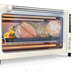 Nuwave Bravo Pro Smart Air Fryer Toaster Oven Combo, Airfryer Convection Oven Countertop, 10-in-1 Functions with Quicker & Even Crisp Technology, 1800W, 50-450°F, PFAS-Free, 21QT, Vanilla Cream
