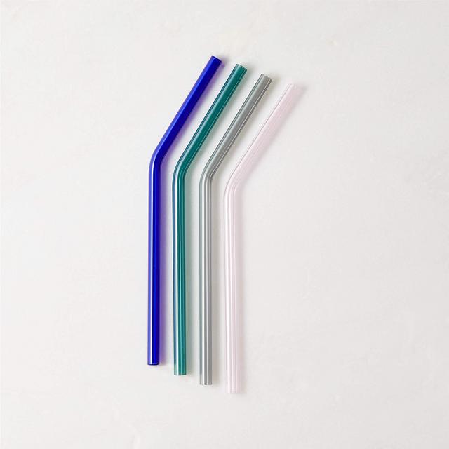 Multi-Colored Glass Straws Set of 4