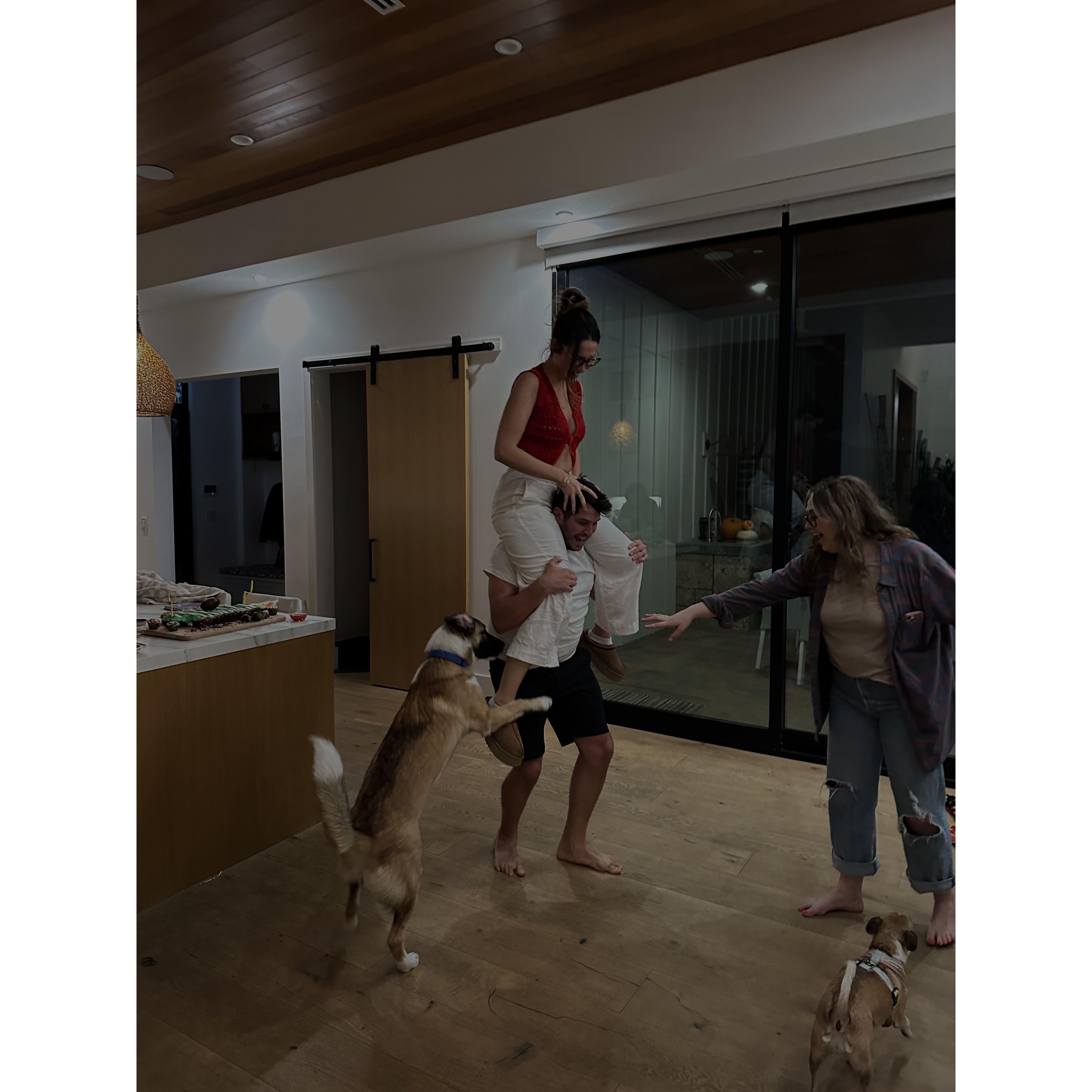 The day of a Super Bowl party and the first time Sopa met Gavin's parents (she drove around the block five times to find the courage to go inside - she worried for nothing, they are amazing)