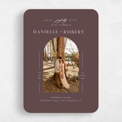 Brown Rounded Wedding Invitation - Asher Photo
