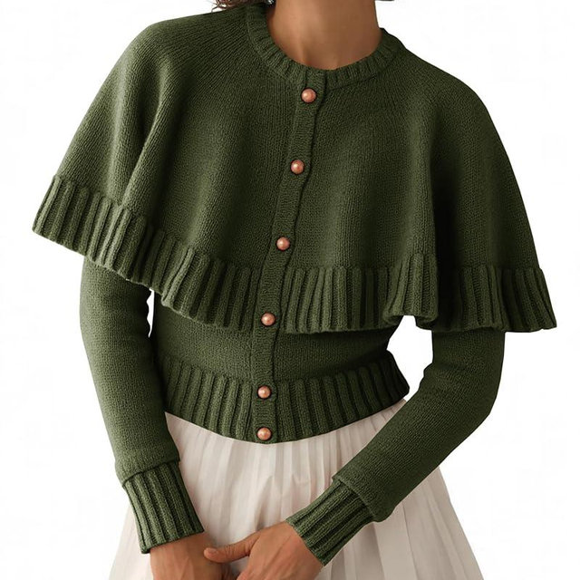 Saodimallsu Womens Cropped Cardigan Sweater Long Sleeve Fall Knit Cape Sweaters Button Up Trendy Outfits 2025