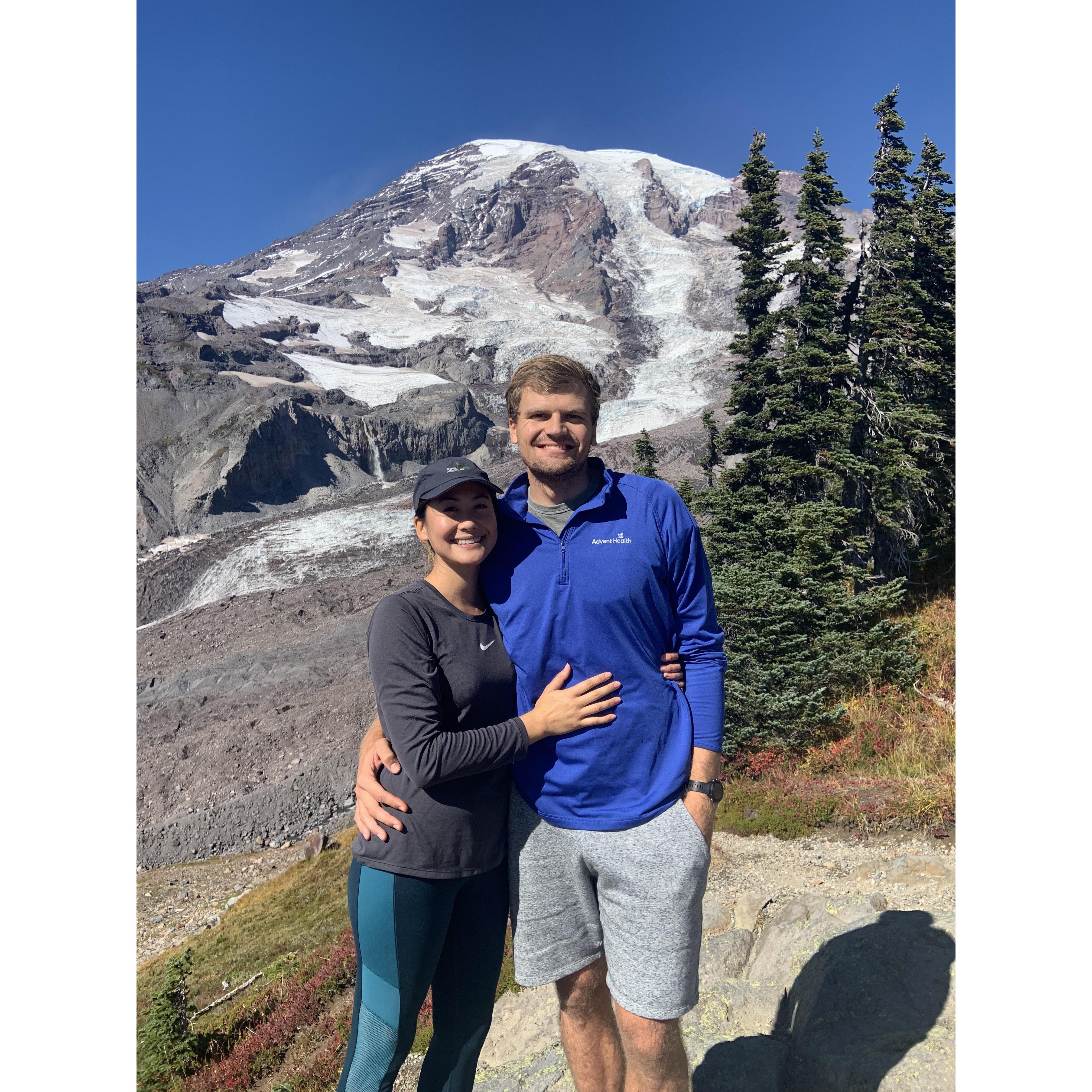 Cheesin' at Mt. Rainier National Park on a hike with Christian's mom.