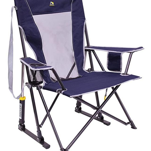 GCI Outdoor Comfort Pro Rocker Collapsible Rocking Chair & Outdoor Camping Chair, Indigo