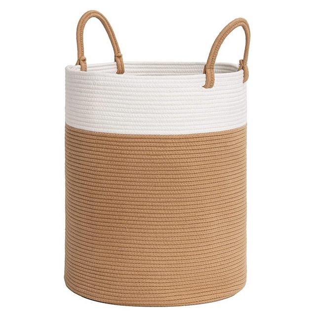 INDRESSME Large Tall Laundry Basket Organizer, Tall Woven Laundry Hamper for Bedroom, Bathroom, Living room, Boho Nursery Laundry Basket for Clothes, Blankets, Toys, 16 x 20 inches