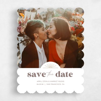 Brown Scalloped Wedding Save the Date - Tucana Photo