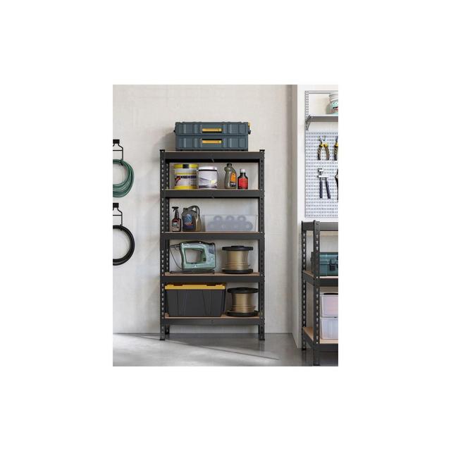 SONGMICS 5-Tier Storage Shelves, Garage Storage, Boltless Assembly, Adjustable Shelving Unit, 11.8 x 29.5 x 59.1 Inches, Load 1929 lb Black
