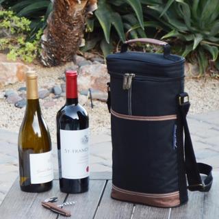Insulated 2-Bottle Wine Carrier with Corkscrew