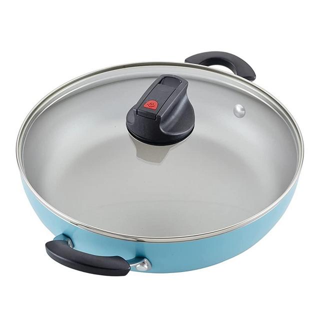 Farberware Smart Control Nonstick Frying/Skillet/Everything Pan with Lid and Side Handles, 11.25 Inch, Aqua