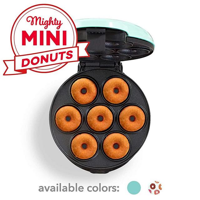 Dash DDM007GBAQ04 Mini Donut Maker Machine for Kid-Friendly Breakfast, Snacks, Desserts & More with Non-stick Surface, Makes 7 Doughnuts, Aqua