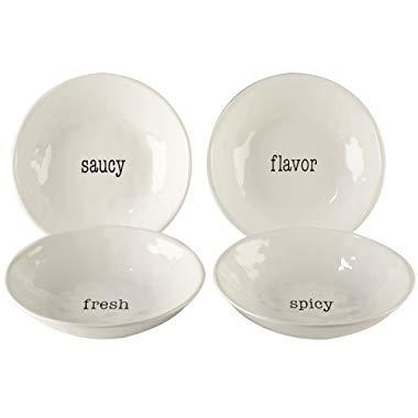 Certified International Corp 23694SET4 It's Just Words 9.25" Soup/Pasta Bowls, Assorted Designs, Set of 4, Multicolor