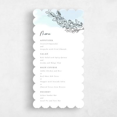 Blue Scalloped Wedding Menu - Lorraine