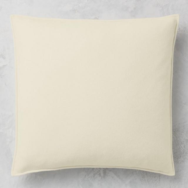 European Solid Cashmere Pillow Cover, 22" x 22", Ivory