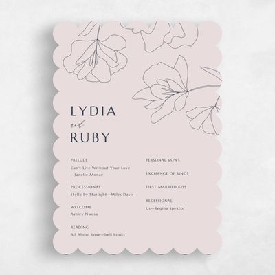 Pink Scalloped Wedding Program - Emeline