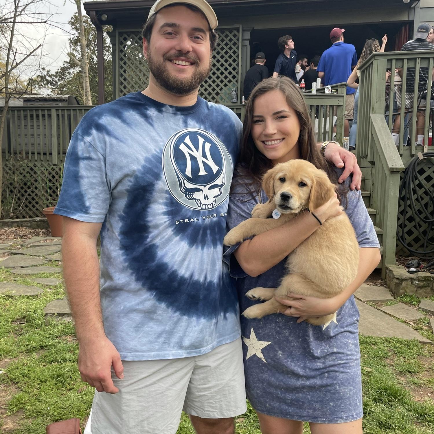 Hascall House darty when Lola was a tiny little puppy, our first fam pic!