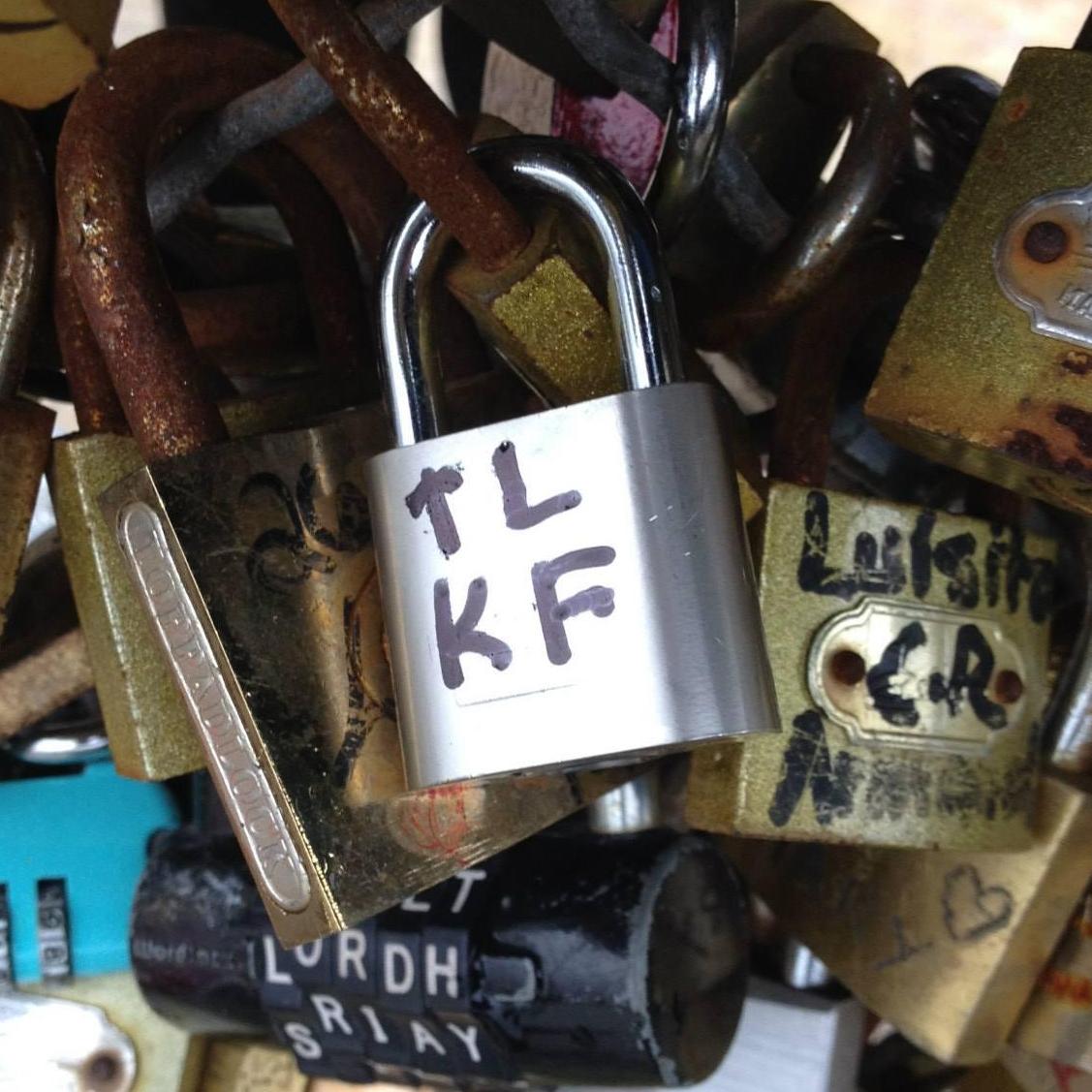our love lock on the bridge in Paris
