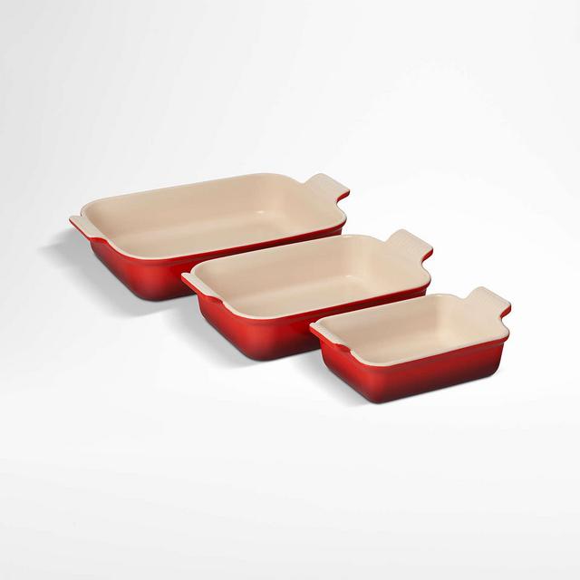 Le Creuset ® Heritage Cerise Rectangular Dishes, Set of 3