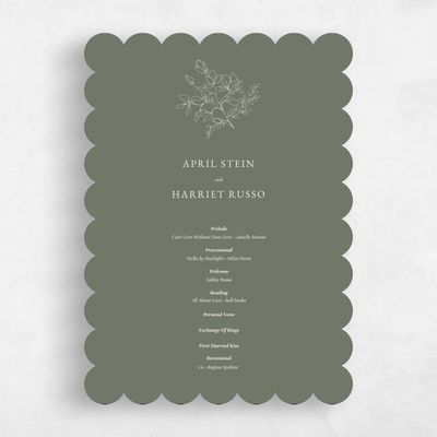 Green Scalloped Wedding Program - Essenza