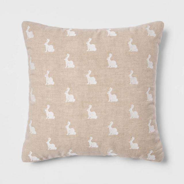 Square Washed Bunny Easter Pillow Neutral/Cream - Threshold™