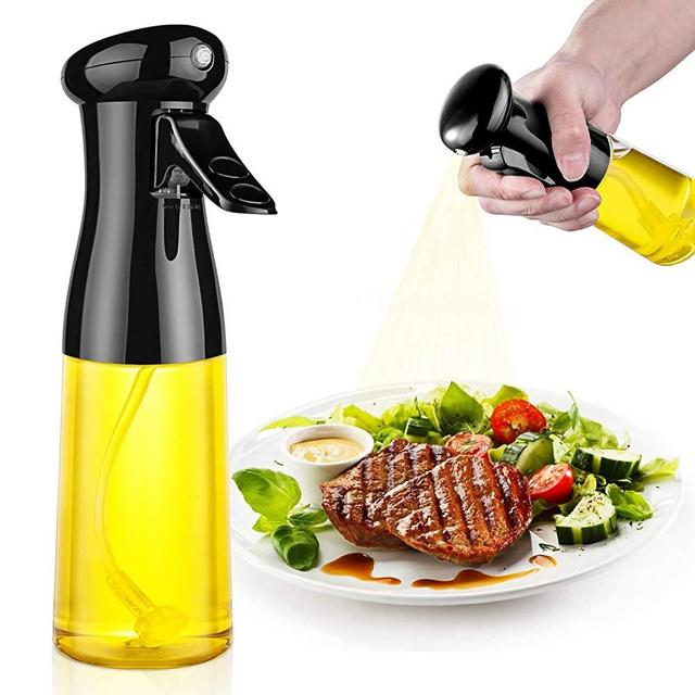 Oil Sprayer for Cooking, 210ml Olive Oil Dispenser Bottle, Premium Cooking Gadgets, Best Kitchen Gadgets for Cooking, Widely Used for Salad, BBQ, Baking, Roasting, Frying (Black)