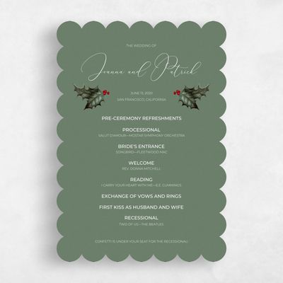 Green Scalloped Wedding Program - Belvoir