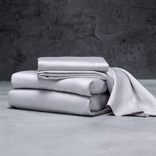 LUXOME Luxury Sheet Set | 100% Rayon (Viscose) from Bamboo | Twin Size - Stone | Deep Pockets | 3-Piece Set (Fitted, Flat, Pillowcase)