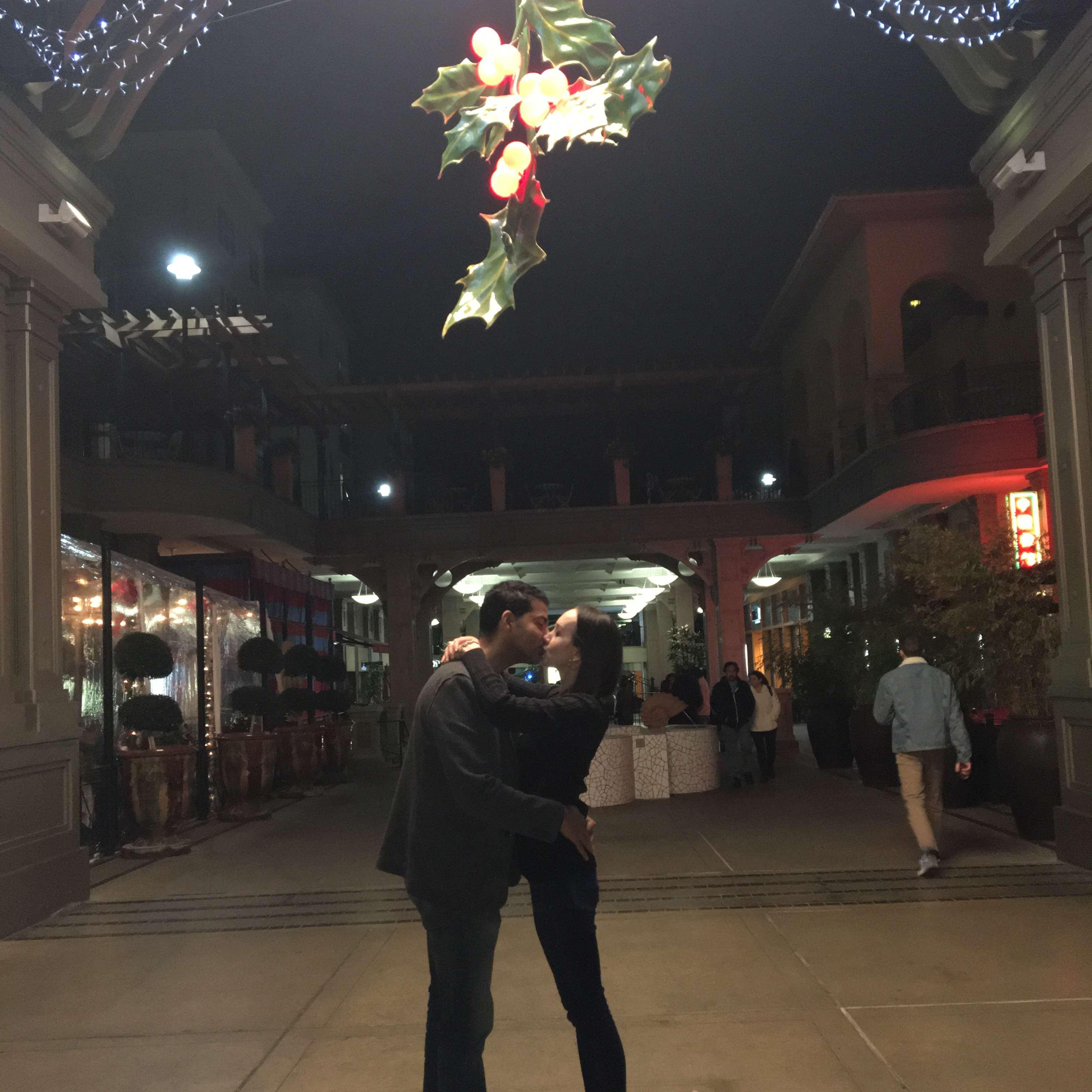 When under the mistletoe...