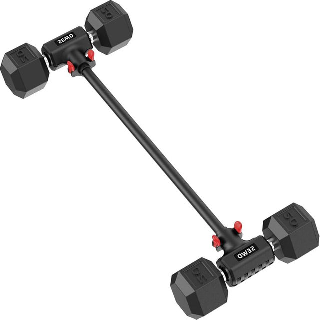 Dumbbell Converter by SEWD – Turn Dumbbells into Barbell Set – Adjustable Weights & Up to 220LB Capacity Barbell for Home Gym Full Body Workouts – Red