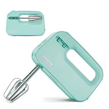 Dash SHM01DSBU Smart Store Compact Hand Mixer Electric for Whipping + Mixing Cookies, Brownies, Cakes, Dough, Batters, Meringues & More, 3 speed, Aqua